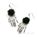 Halloween Fashion Skull Rose Earrings Pendant